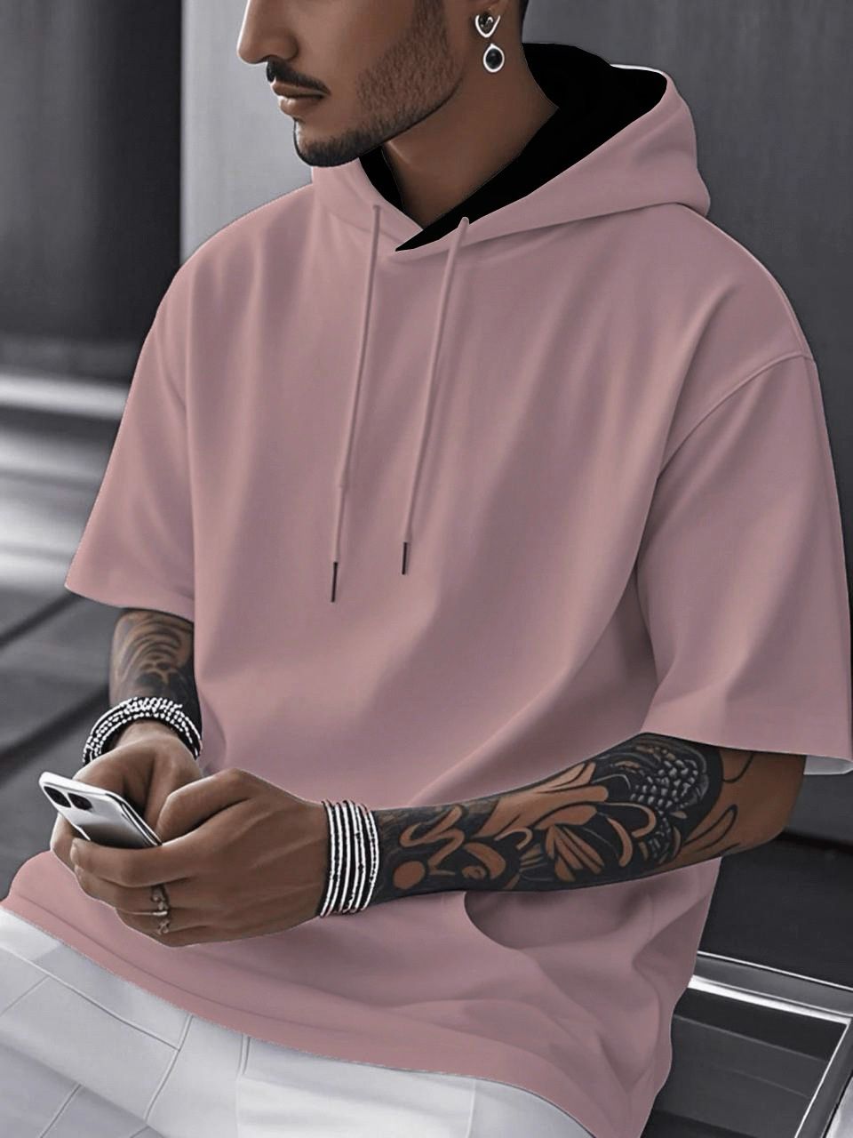 Half Sleeve drop shoulder Hoodie